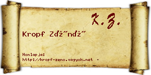 Kropf Zénó névjegykártya